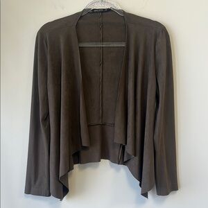 Zara Sz Small Brown Asymmetrical Relaxed Faux Suede Cardigan